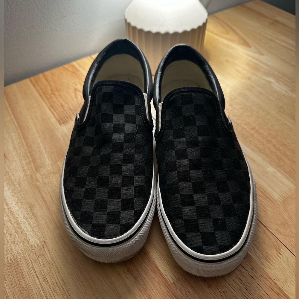 Black Checkered Wide Vans